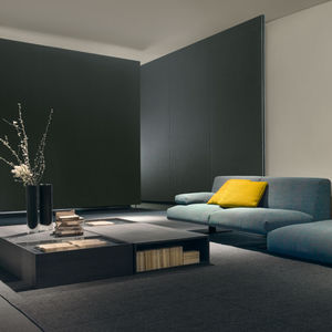 contemporary coffee table / wooden / glass / rectangular