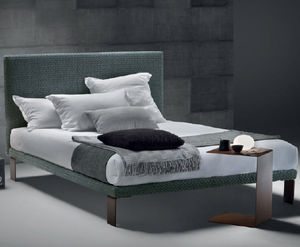 double bed / contemporary / with upholstered headboard / with in-base storage