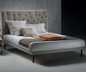 double bed / contemporary / with upholstered headboard / with in-base storage