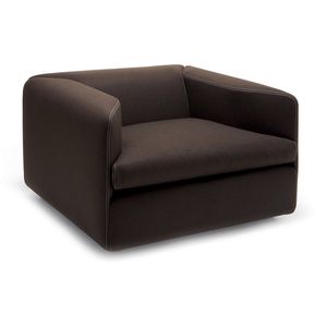 contemporary armchair / fabric / leather / with removable cover