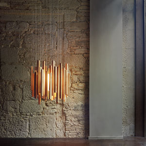 pendant lamp / original design / birch / incandescent