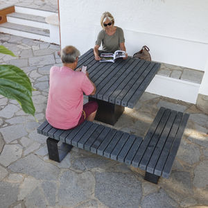 contemporary table and bench set
