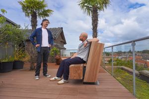 powder-coated steel bench