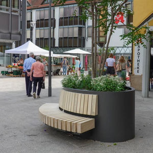 public bench with integrated planter