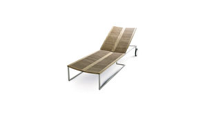 contemporary sun lounger / teak / stainless steel / garden