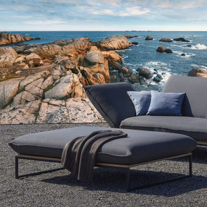 contemporary ottoman / fabric / wooden / metal