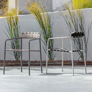contemporary garden chair / with armrests / stackable / waterproof