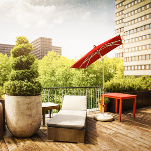 hotel patio umbrella / anodized aluminum / canvas / orientable