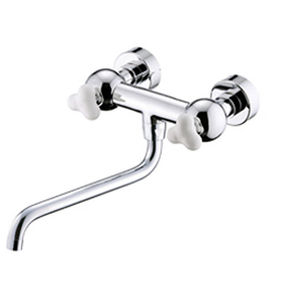 wall-mounted double-handle mixer tap / chrome-plated brass / kitchen / 2-hole