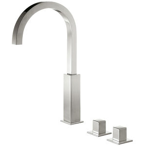 double-handle washbasin mixer tap / free-standing / chromed metal / bathroom