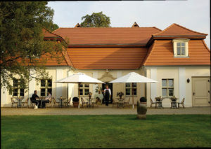 restaurant patio umbrella / for bars / fabric / wooden