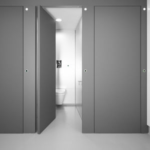 wooden toilet cubicle