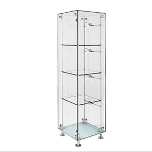 contemporary display case / glass / stainless steel / illuminated