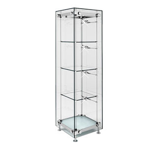 contemporary display case / glass / stainless steel / illuminated