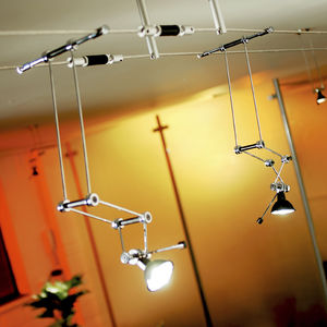 halogen cable lighting / round / metal / indoor