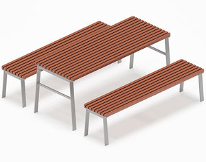 contemporary bench and table set