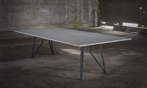 contemporary dining table / steel / ceramic / concrete