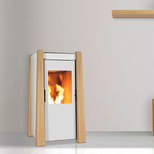 pellet heating stove / contemporary / cast iron / ceramic