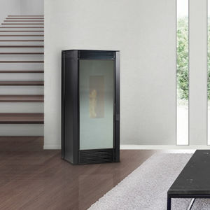 pellet heating stove / contemporary / cast iron / ceramic