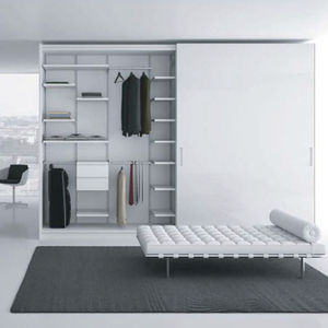 contemporary wardrobe / wooden / sliding door / commercial