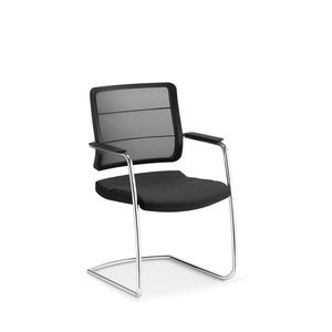 contemporary visitor chair / with armrests / upholstered / cantilever