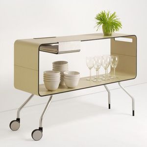 low shelf / contemporary / wooden