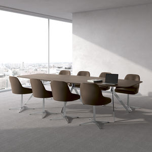 contemporary boardroom table / wood veneer / aluminum / laminate