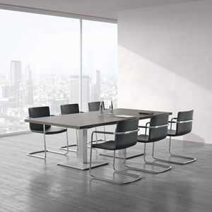 contemporary boardroom table / wood veneer / laminate / anodized aluminum base