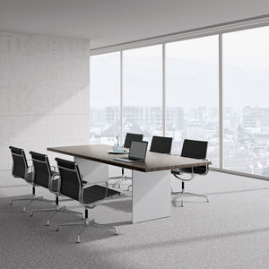 contemporary boardroom table / wood veneer / laminate / aluminum base