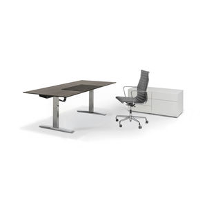 executive desk / wood veneer / laminate / lacquered metal