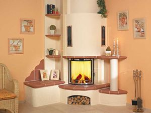 wood-burning fireplace / traditional / closed hearth / corner