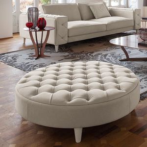 contemporary ottoman / fabric / leather / round