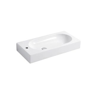 wall-mounted washbasin / rectangular / ceramic / contemporary