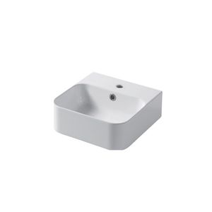 wall-mounted washbasin / square / ceramic / contemporary