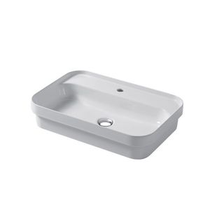 semi-recessed washbasin / rectangular / ceramic / contemporary