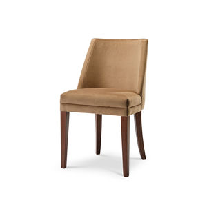 contemporary chair / upholstered / velvet / varnished wood