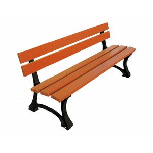 garden bench / contemporary / oak / cast iron