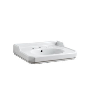 wall-mounted washbasin / rectangular / ceramic / contemporary