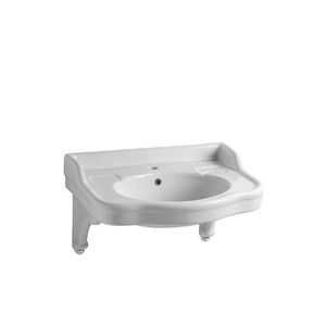 wall-mounted washbasin / rectangular / ceramic / contemporary