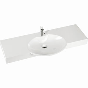 wall-mounted washbasin / ceramic / contemporary / with counter