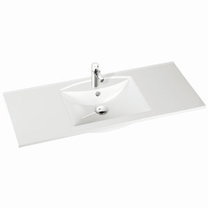 wall-mounted washbasin / rectangular / ceramic / contemporary