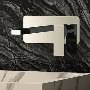washbasin mixer tap / wall-mounted / chrome-plated brass / bathroom