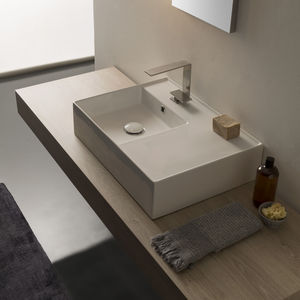 countertop washbasin / rectangular / ceramic / contemporary