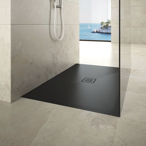 rectangular shower tray / ceramic / extra-flat / with channel drain