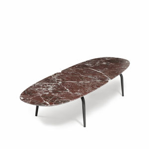 contemporary coffee table / steel / marble / painted steel base