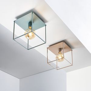traditional ceiling light / square / metal / LED