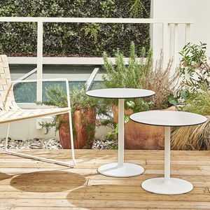 contemporary side table / oak / round / for public buildings