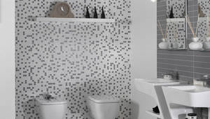 indoor mosaic tile / bathroom / wall / porcelain stoneware