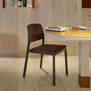 contemporary chair / stackable / with armrests / upholstered