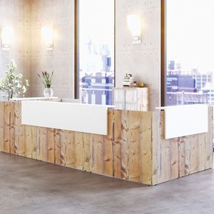 wooden reception desk